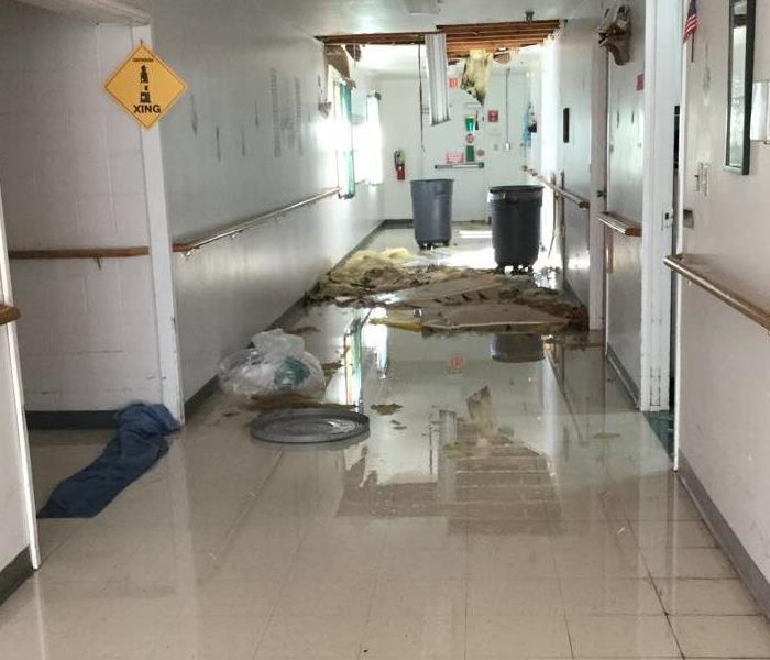 Standing Water in the hall of Commercial Building 