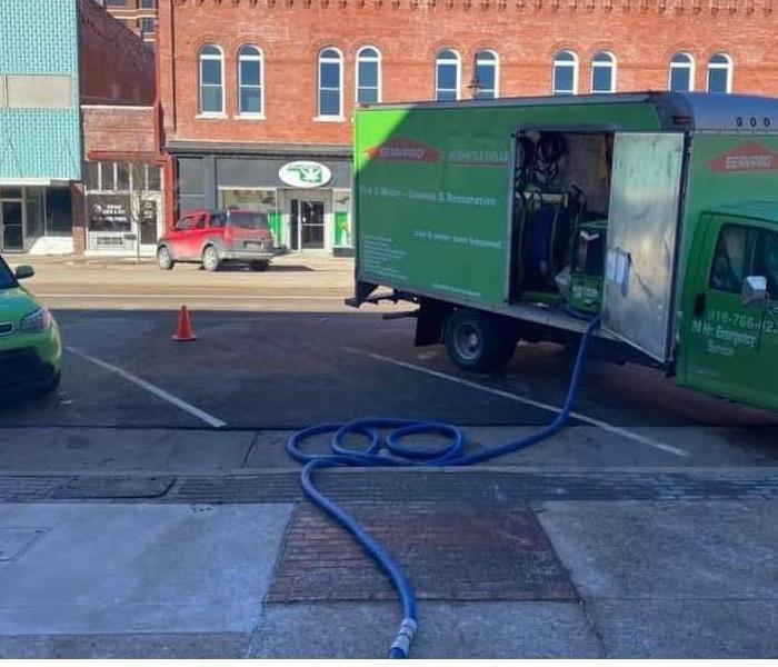 SERVPRO Box Truck in Front of Business