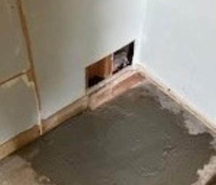 Repaired cement floor